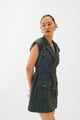 Linen Shirt Dress with a Belt | Green Dark Green color