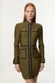 Figure Form Bandage Knit Piping Detail Military Dress Olive color