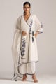 Ivory and Navy Printed Angrakha Chanderi Kurta Set - Ganga Fashions Pvt Ltd - Image 1
