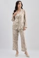 Beige Printed Blazer Pants Beige color