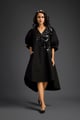 Black Embellished Puff Sleeve High-Low Dress Black color