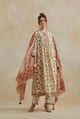 Beige Cotton Kurta Dress Sets Beige/Purple color