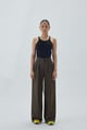 High Waist Pleated Wide Leg Pant Olive color