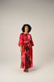 Rose Flame Maxi Shirt Dress Red/Pink color
