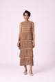 Taupe Tiered Pleated Chiffon Maxi Dress - Scarlet Sage - Image 1