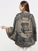 Brocade Italian King Patterned Navy Cape Navy color