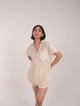 Applique Cotton Net Shirt Cream color