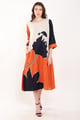 Big Bloom Emb Dress Orange/Black color