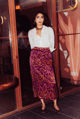 Saanjh Silk Pencil Skirt Purple/Brown color