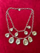 Gold&Silver Polki Charm Necklace Silver color