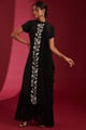 Black With Ivory Cutdana Embroidered Co-Ord Set Black color