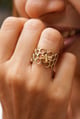 Honey Comb Brass Ring Adjustable Size 5-7 Gold color