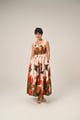 Hummingbird Garden Maxi Dress Cream/Green/Red color