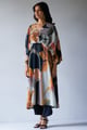 Black, Grey And Brown Mix Colour Crepe Silk Printed Co-Ord Set Black/Grey/Brown color