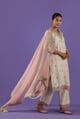 Pranati Long Shirt & Pants Set Ivory color
