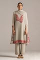 Grey Woven Orgenza Kurta Set Grey color