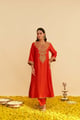 Hiba - Long Kaftan with Salwar Burnt Orange color