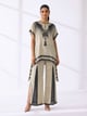 Ivory Striped Tunic and Wide-Leg Trouser Co-ord Set - Kamaali Pret - Image 1