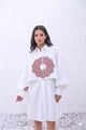 White Cotton Shirt Dress with Geometric Placement Print - RUCHIKA MALLIKA LABEL - Image 1