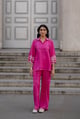 Pink Broderie Linen Set Hot Pink color