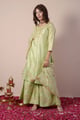 Mint Green Embroidered Kurta Set Green color