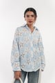 Summer White Embroidered Striped Shirt White color