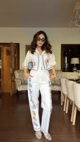 White Denim Embroidered Co-ord Set with Crop Jacket - Armoire - Image 1