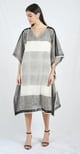 Black and White Striped Kaftan with V-Neck - Banana Labs - Image 1