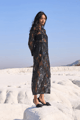 Sheer Sequin Dress Black color