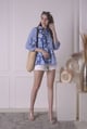 Patchwork Heart Shirt Blue/White color