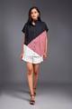 Colour Block Oversized Shirt With Shorts Co-Ord Set Pink/Black/White color