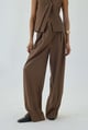 Wide Leg High Waist Box Pleated Pants | Brown Brown color