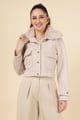 Cropped Faux Fur Collar Jacket Tas color