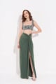 Teal Green Draped Side-Knot Maxi Skirt - Torqadorn - Image 1