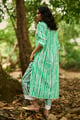 Brushtstroke Draped & Pleated Pant White/Green color