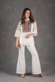 White Aztec Embroidered Co-Ord Set White color