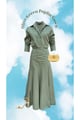 Poplin Flared Maxi Dress Olive Green color