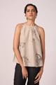 Maarah Beige Linen Halter Top Beige color