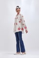 Off White Shirt With All-Over Pink & Green Floral Hand Block Print Full Sleeves Off White/Pink/Green color