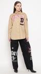 Spread Collar Heat of Ny  Patch & Embroidery Shirt Dark Beige color