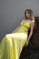 Lime Yellow Draped Maxi Dress Yellow color