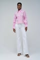 Striped Shirt with Emb Pink/White color
