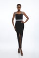 Bandage Figure Form Knit Embellished Maxi Dress Black color
