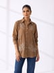 Earthy Brown Shirt with Subtle Floral Embroidery