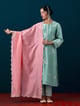 Scalloped Embroidered Dupatta Dark Pink color
