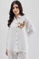 White Squirrel Emb Shirt White color