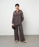 Grey Embellished Cordset With A Utility Shirt And Wide-Leg Pant Grey color