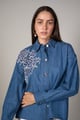 Lisa Oversized Denim Shirt Blue color