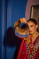 Faiza Boat Bag Gold/Blue/Red color
