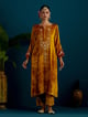 Velvet Notched Neck Kurta Mustard Orange color
